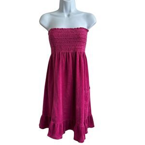 Juicy Couture Vintage Y2K Pink Terry Cloth Cover Up Dress L USA Towel Pool